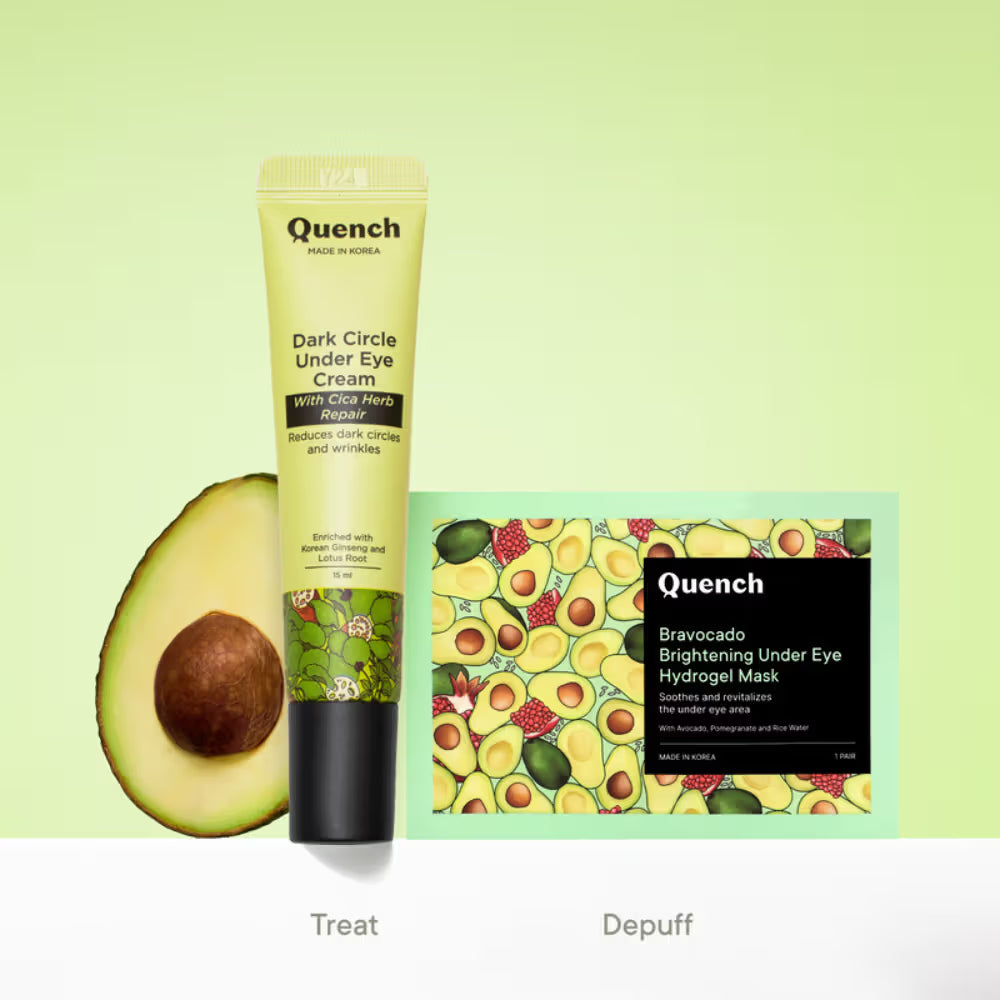 Quench Brightening Under Eye Hydrogel Mask for Dark Circle & Puffiness Reduction -Vit E & Avocado