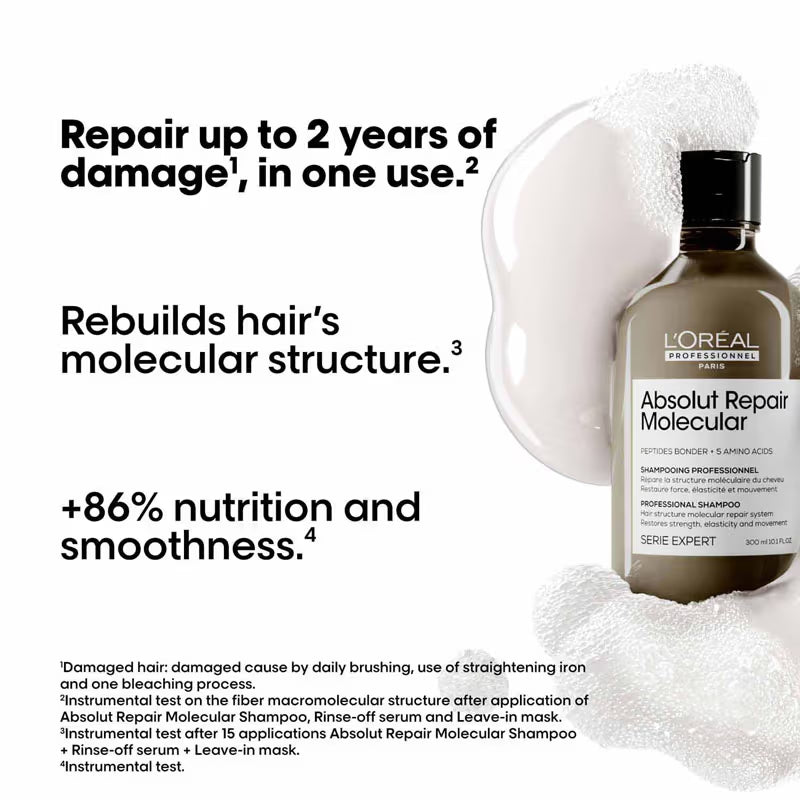 L'Oreal Professional Absolut Repair Molecular Sulfate-Free Deep Repair Shampoo for Very Damaged Hair