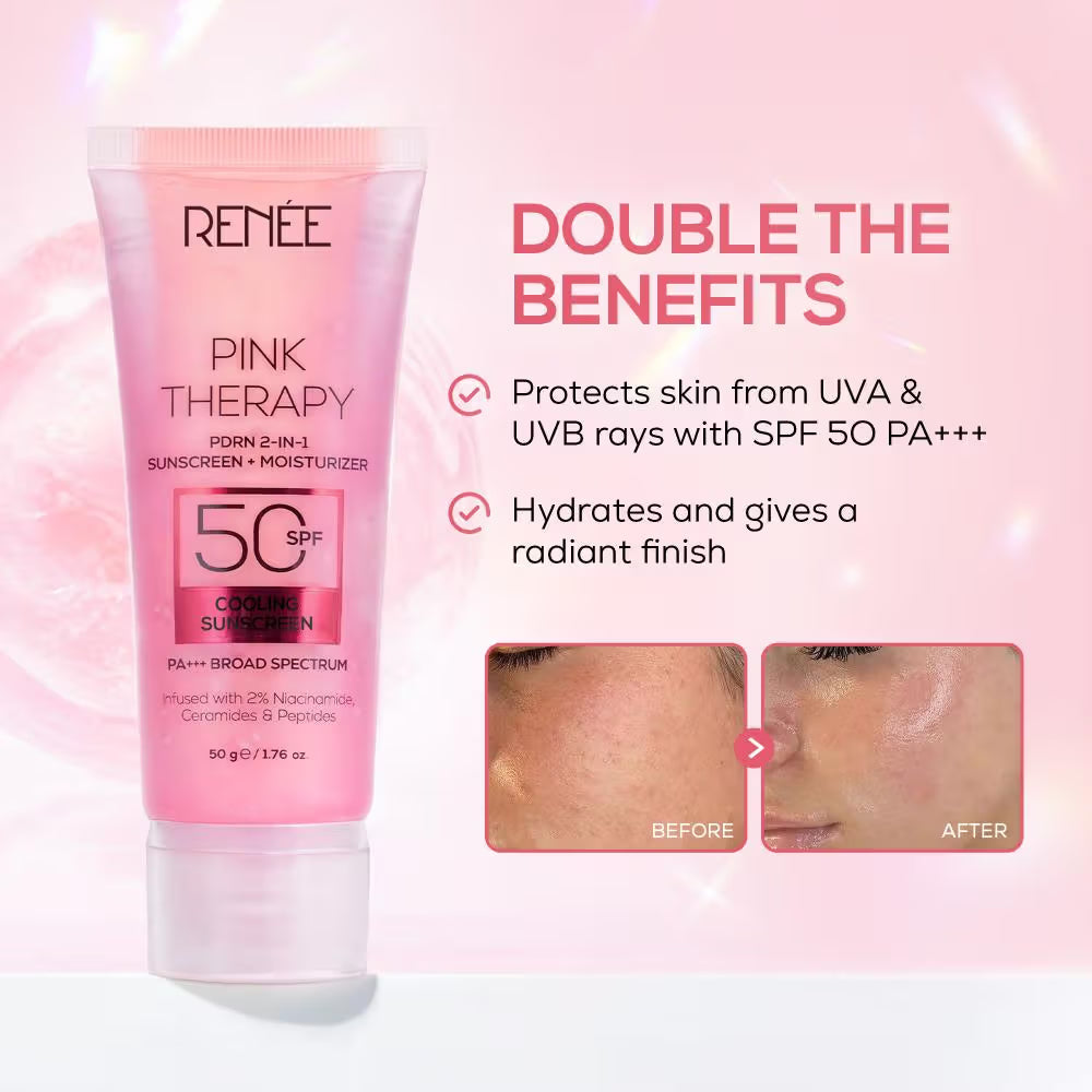 RENEE Pink Therapy PDRN 2-In-1 Sunscreen + Moisturizer In-Vivo Tested SPF 50 PA+++