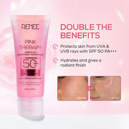 RENEE Pink Therapy PDRN 2-In-1 Sunscreen + Moisturizer In-Vivo Tested SPF 50 PA+++
